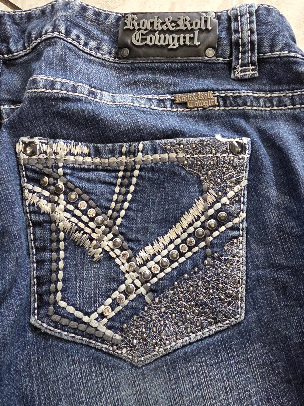 Rock & Roll Cowgirl Embellished Women's Blue Jeans